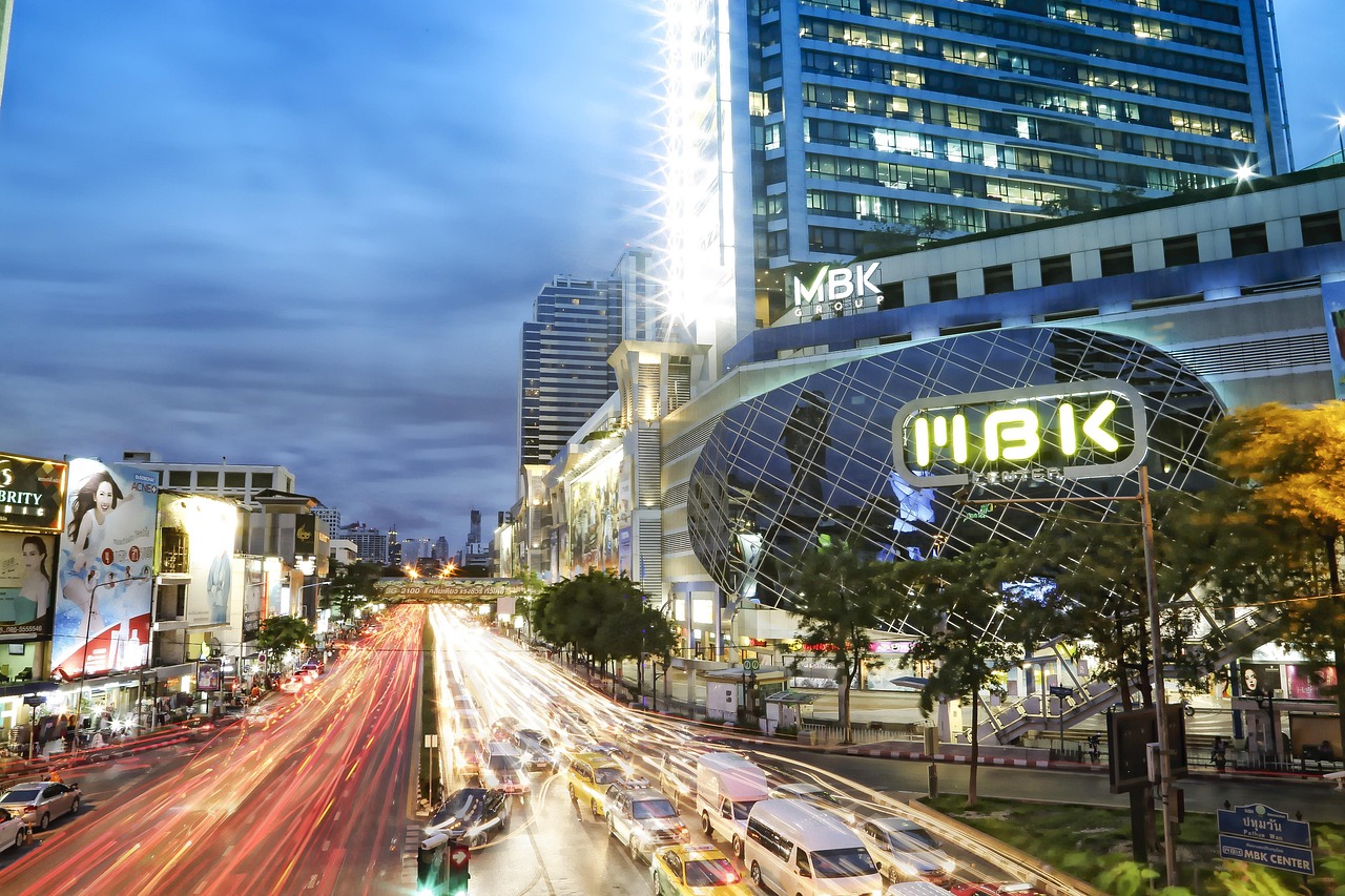 MBK Center shopping mall at dusk